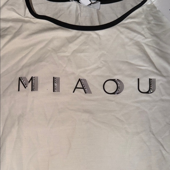 Miaou Cream Tee with Black Accents - Picture 3 of 6